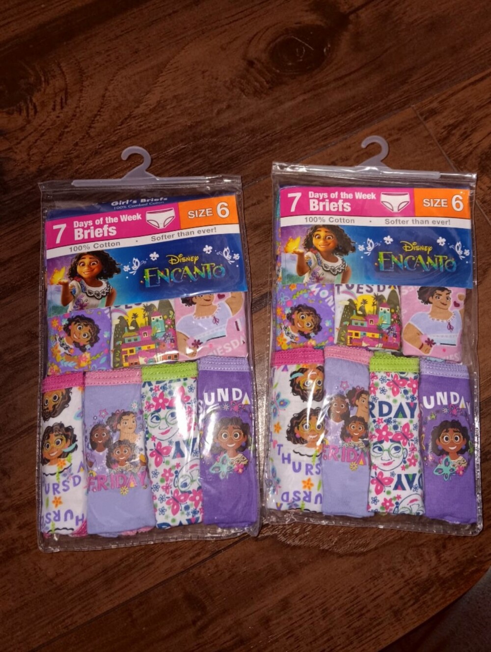 (2 Packs)- Size 6 Girls Disney Encanto Briefs  Underwear Days of the Week